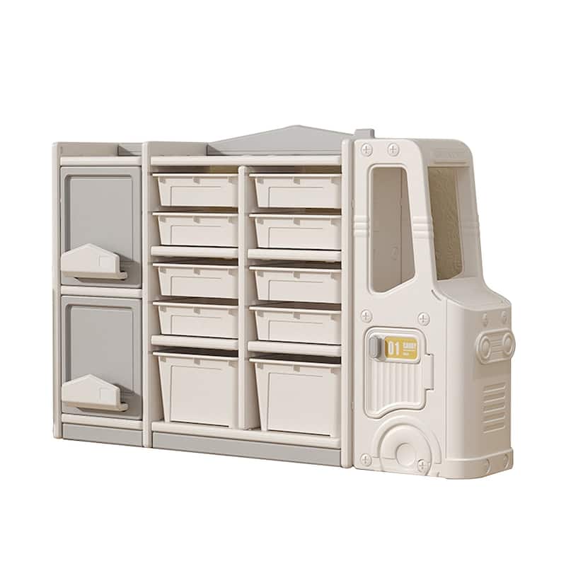 57.09 in Children's Toy Storage Cabinets in Grey with 10 Drawers - Grey