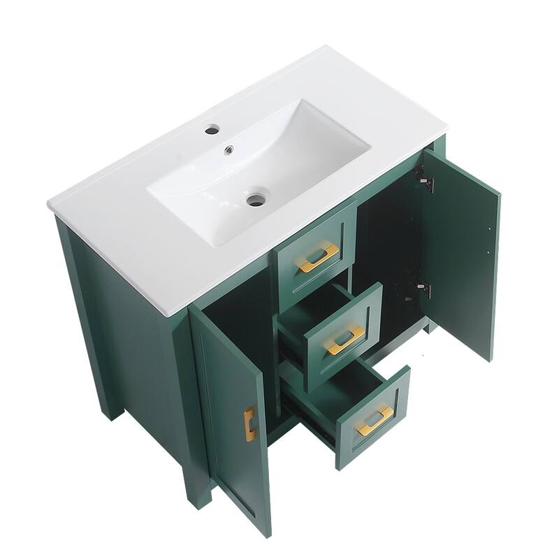 36" Bathroom Vanity with Undermount Single Sink and 2 Doors and 3 Drawers - 36''