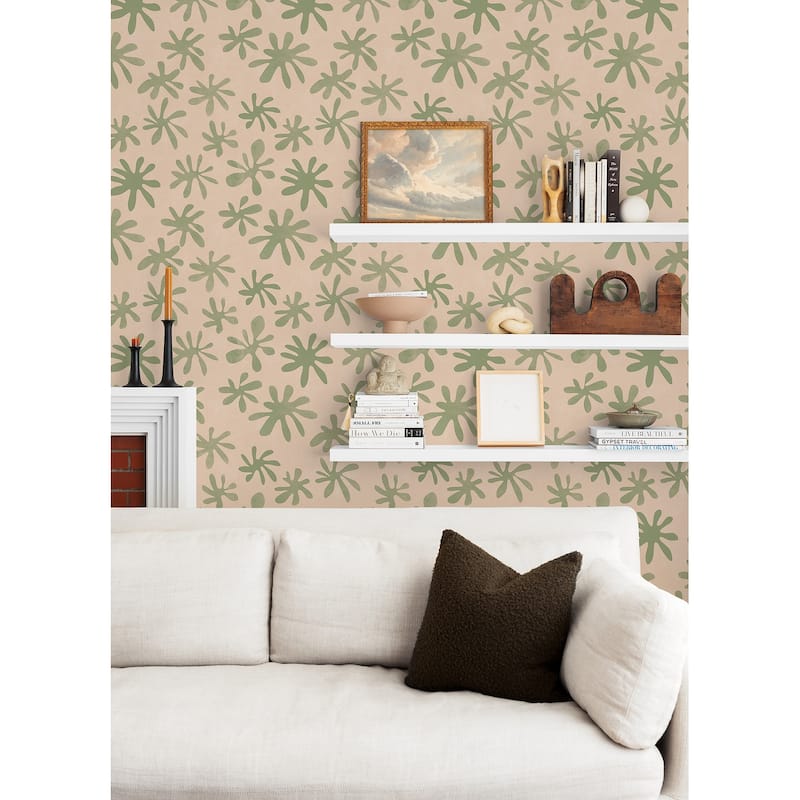 Alja Horvat Blush & Sage Field of Flowers Peel & Stick Wallpaper