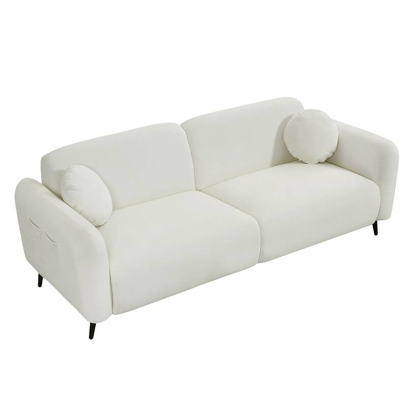 83.9" Chenille Sofa with Storage Pockets, 2-3 Seat Couch for Apartment or Living Room