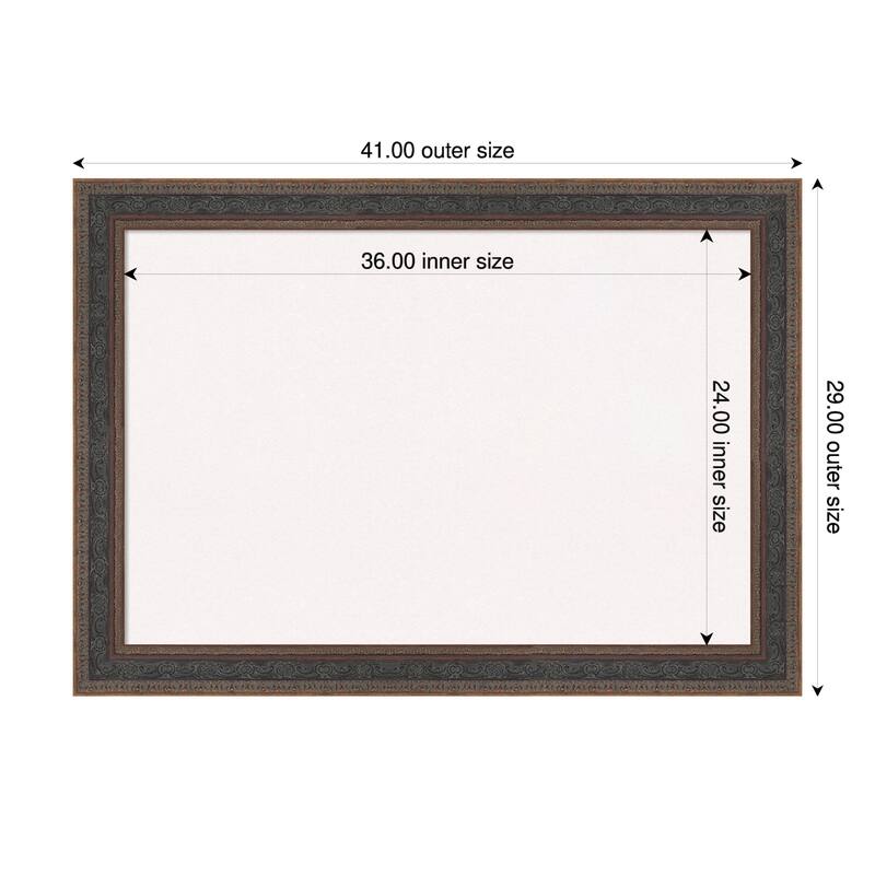 Attic Aged Bronze Wood Framed Cork Board - Bulletin Board, Organization Board, Pin Board - White - 41 x 29 in