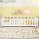 preview thumbnail 85 of 109, Pine Wood Floor Bed with Safety Guardrails and Door for Kids, Boys, Girls, Bedroom