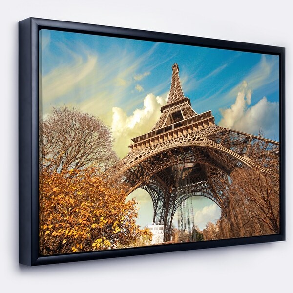 Designart 'Eiffel with Winter Vegetation' Skyline Photography Framed Canvas Art. Opens flyout.