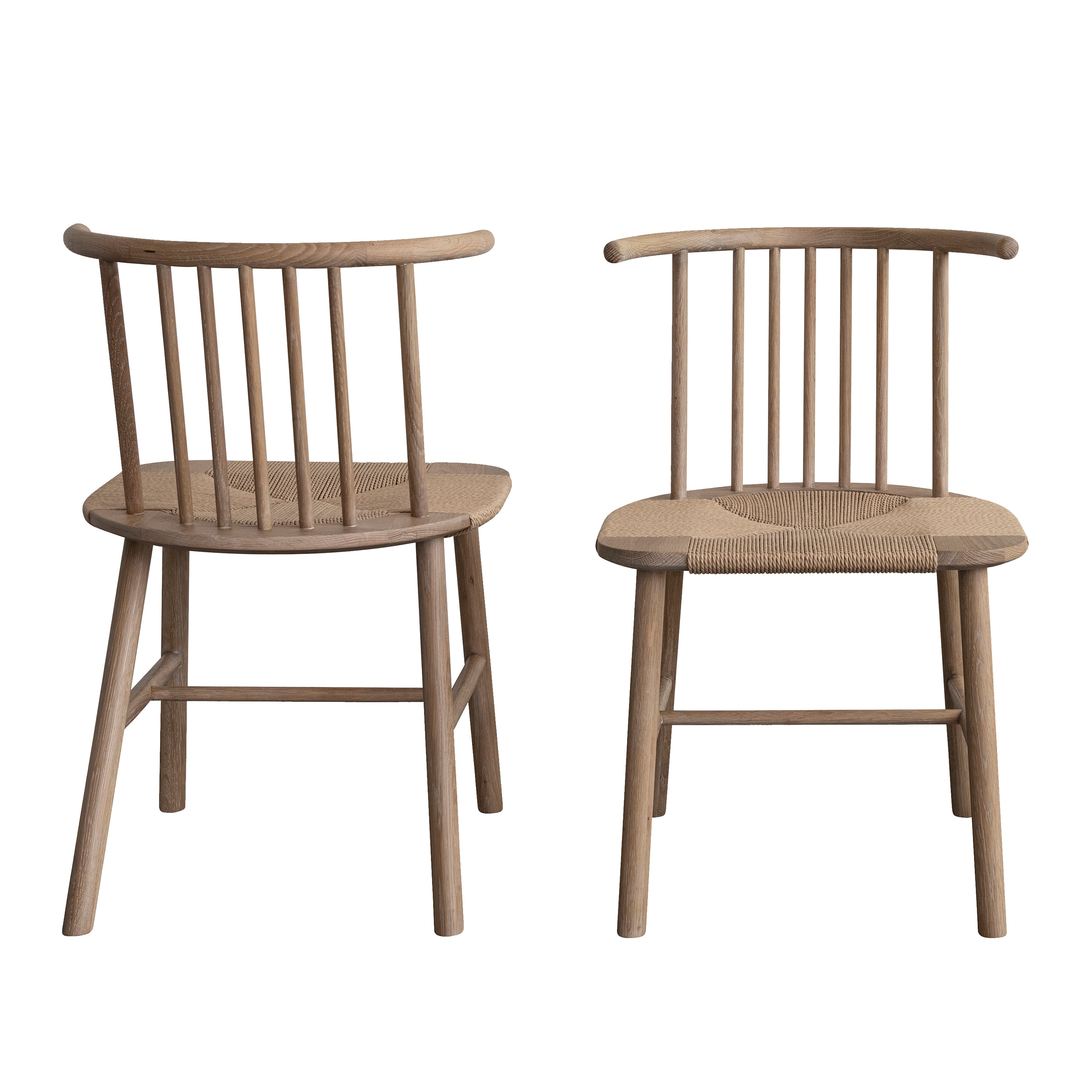 Oak Dining Chair Set with Paper Accents - 18.9"L x 18.9"W x 30.5"H