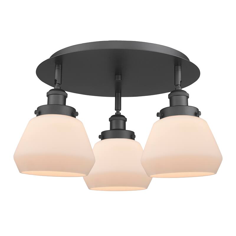 Innovations Lighting Fulton - 3 Light 18" Flush Mount - Matte White/Matte Black