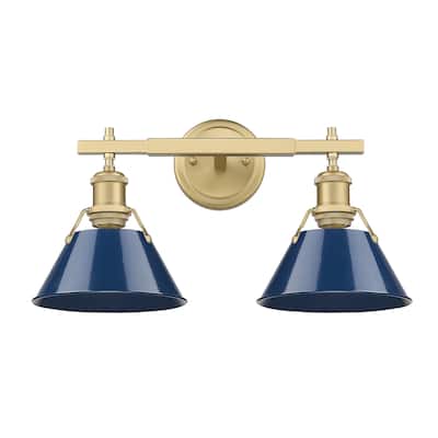 Orwell 2-Light Vanity Light in Brushed Champagne Bronze with Matte Navy - Gold