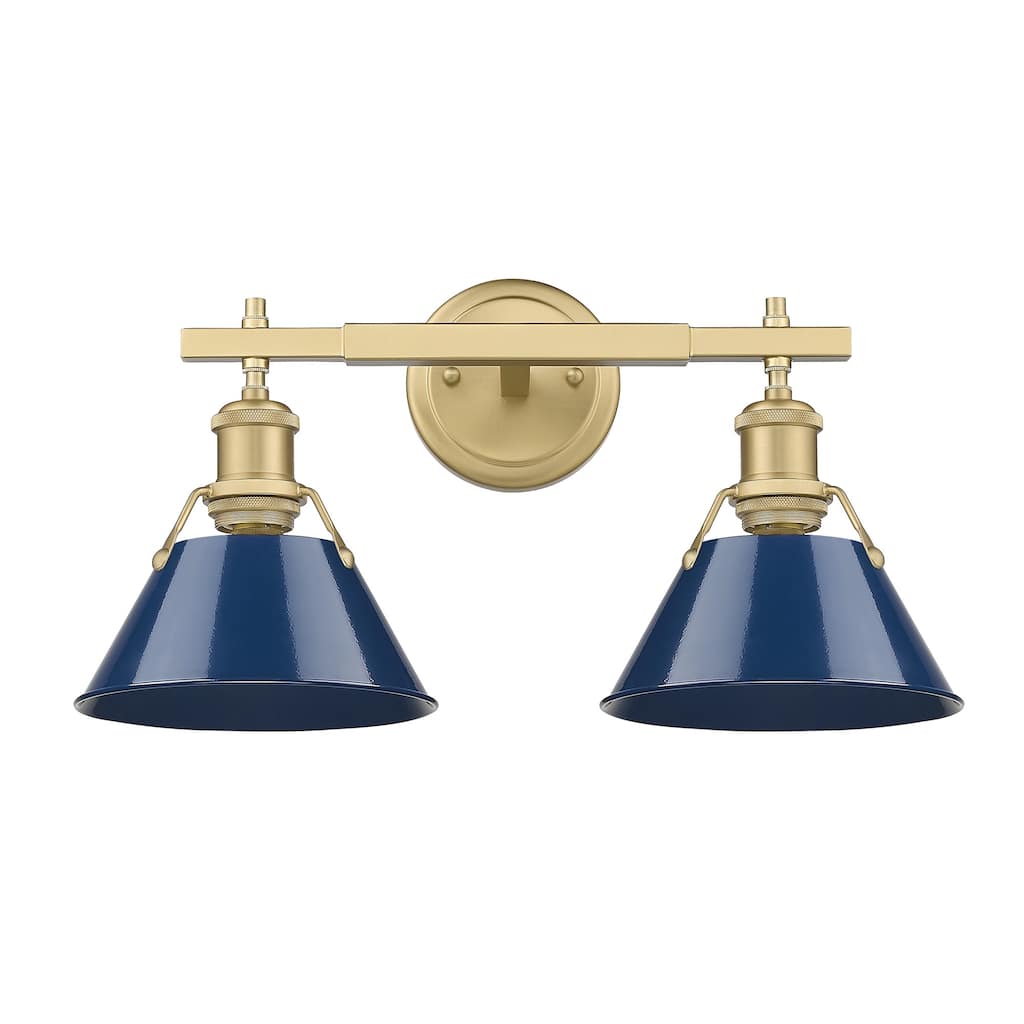Orwell 2-Light Vanity Light in Brushed Champagne Bronze with Matte Navy - Gold