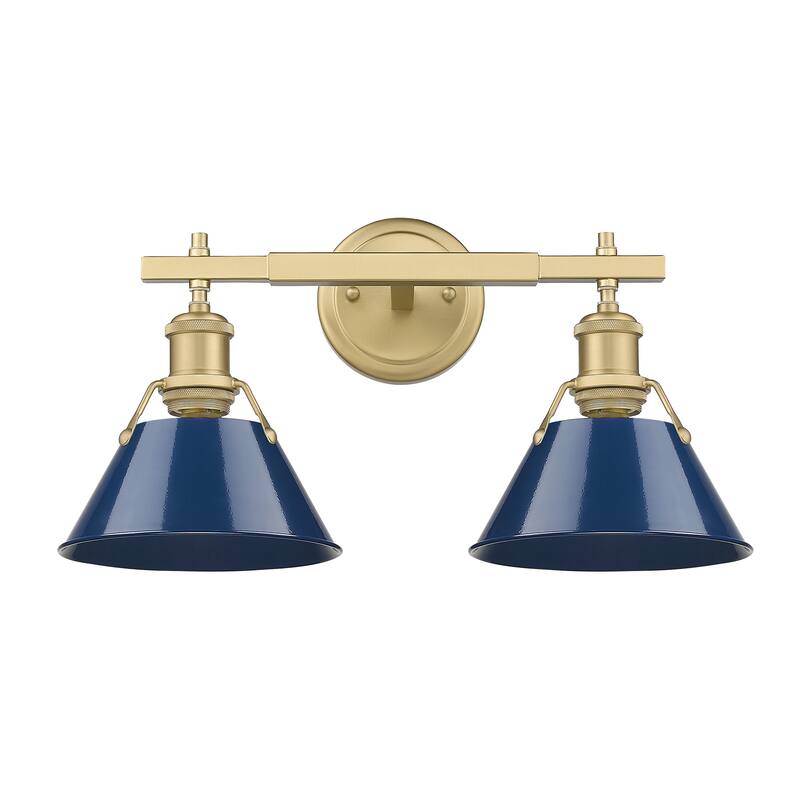 Yep by Golden Lighting Orwell 2-light Vanity in Brushed Champagne Brass and Navy Blue shade - Gold