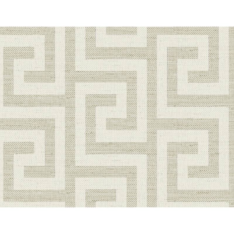 Lillian August Luna Retreat Greek Key Embossed Vinyl Unpasted Wallpaper - 27 in. W x 27 ft. L - Warm Gray