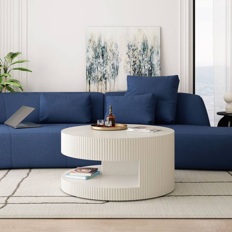 Vertical Stripe Design Coffee Table with Storage