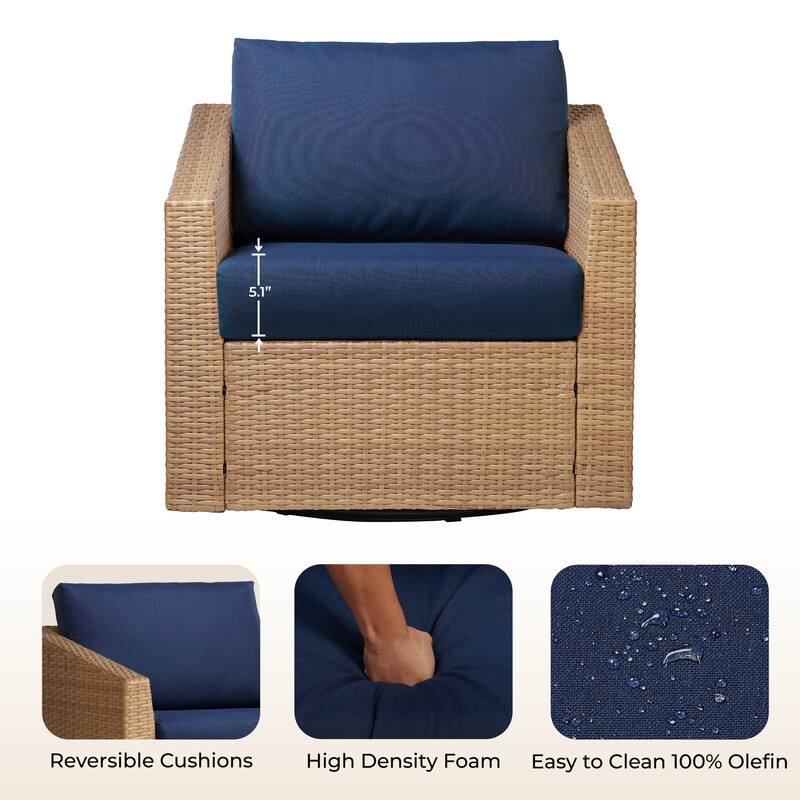 Oakley Outdoor Wicker Patio Furniture Swivel Chair