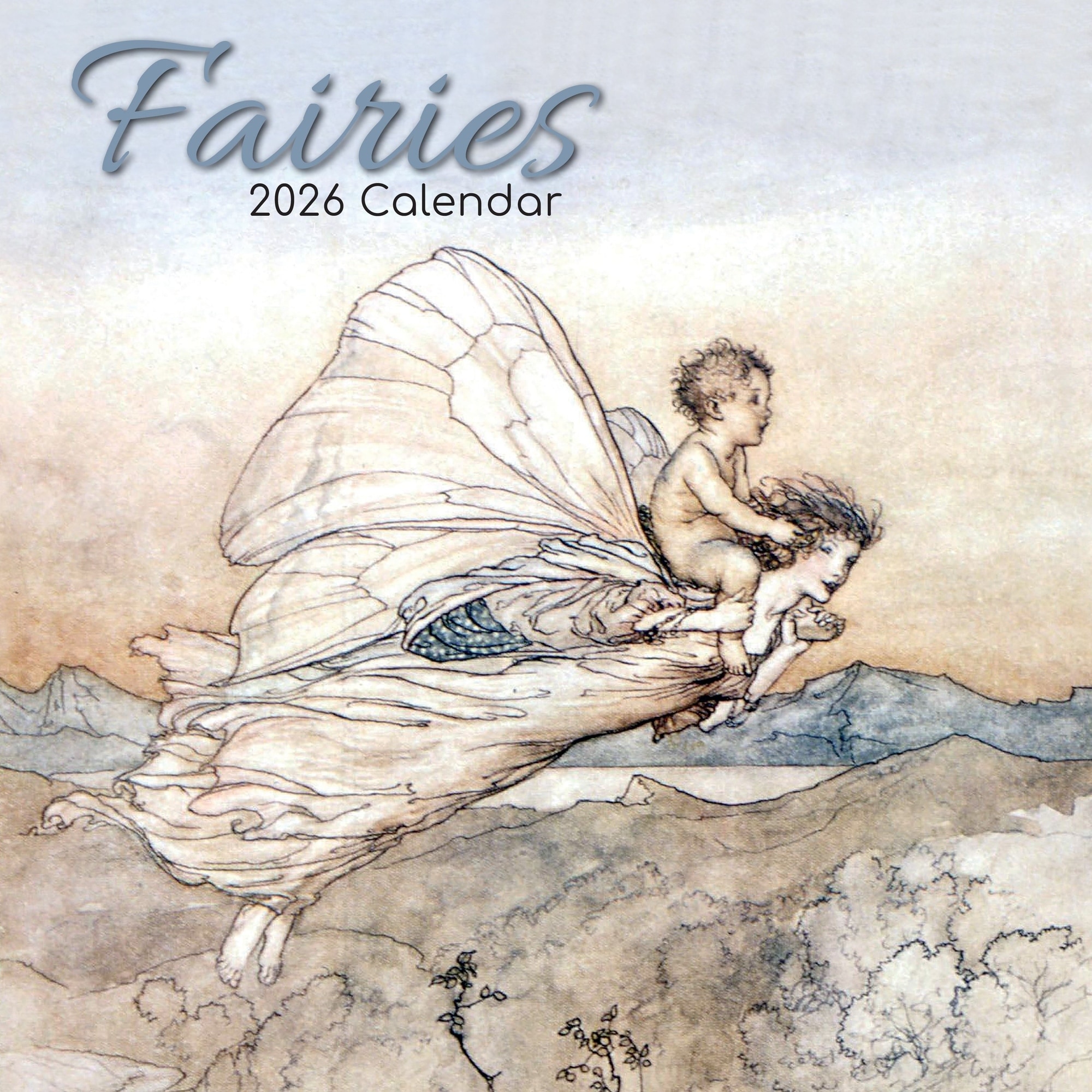 The Gifted Stationery 2026 Square Wall Calendar, Fairies, 16-Month Arts & Antiques Theme 12x12 in