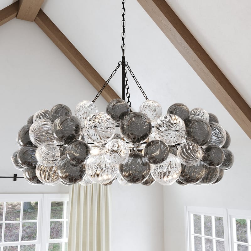 Acroma 3-Light Dimmable Glass Globe Bubble Chandelier - N/A - Aged Zinc
