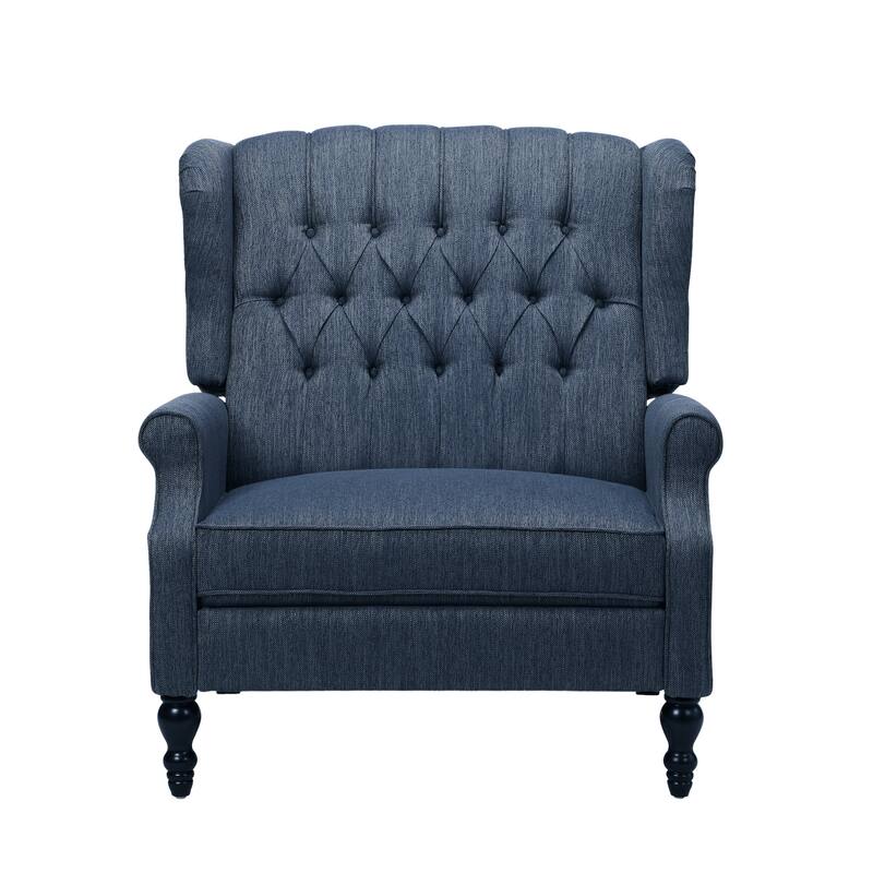 Oversized Wingback Push-Back Recliner with Footrest, Tufted Back, Nailheads