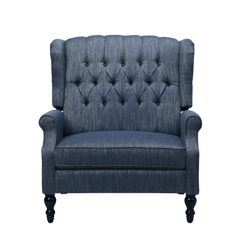 Wingback Lounge Sofa Chair, Tufted Push-Back Recliner with Nailhead Trim & Rolled Arms, Retro Living Room Chair with Wood Legs
