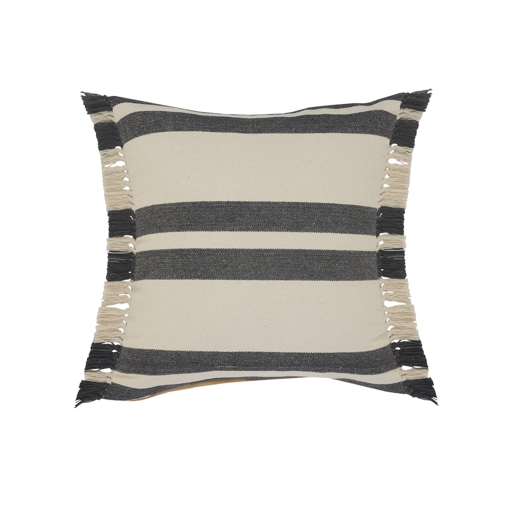 HomeRoots 20" X 20" Gray And White 100% Cotton Striped Zippered Pillow