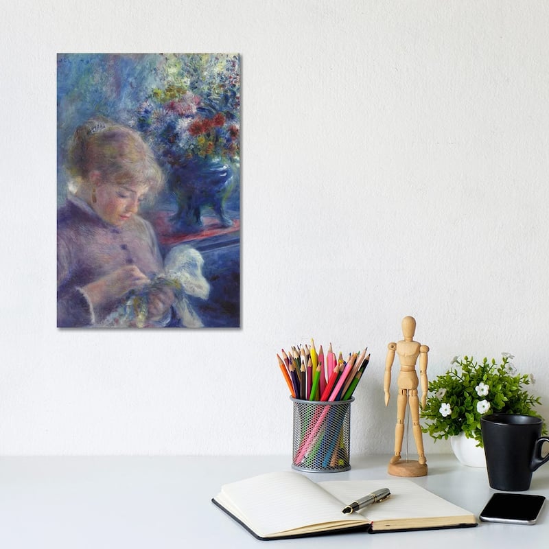 iCanvas "Young Woman Sewing, 1879" by Pierre-Auguste Renoir Canvas Print - 12x8x0.75