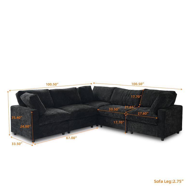 Corner Sofa Minimalist Upholstered Cushion Sofa Chenille Modular Sectional Couch