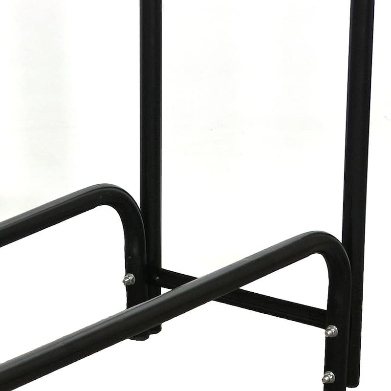Sunnydaze Black Steel Outdoor Firewood Log Rack with Black Cover - 4-Foot