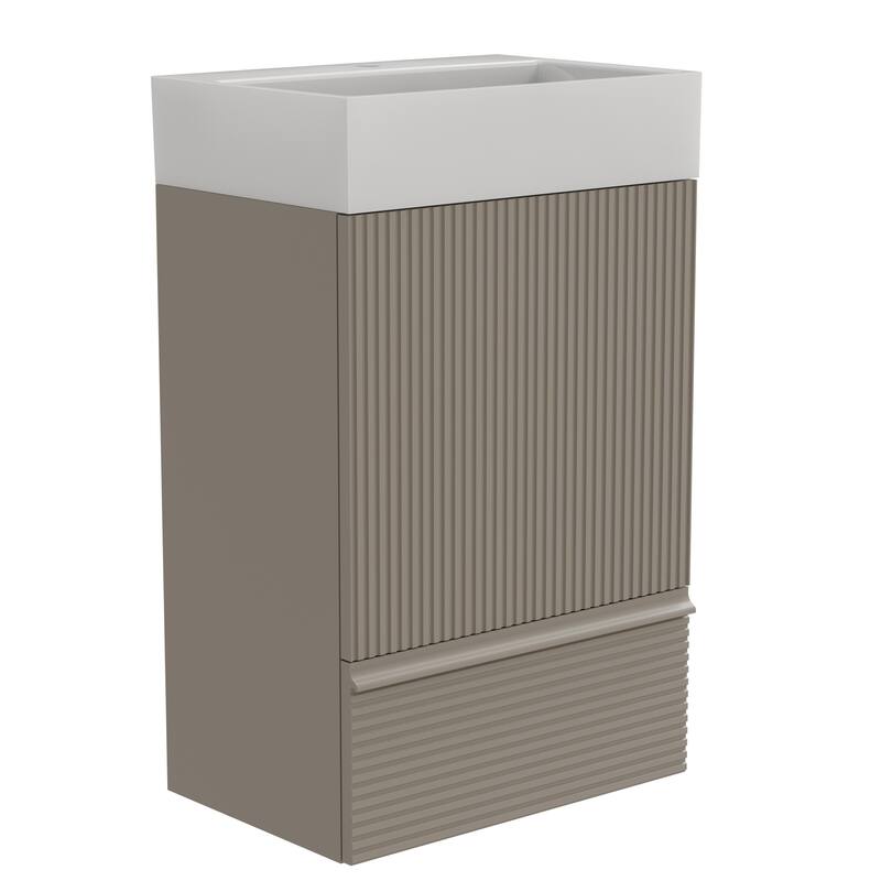 GDFStudio - Leo Modern Striped Bathroom Vanity with Ceramic Sink and Efficient Storage