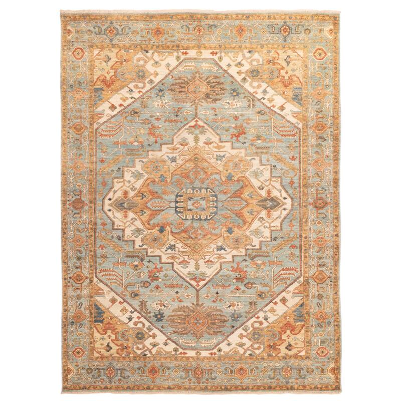 ECARPETGALLERY Hand-knotted Jules Serapi Light Blue Wool Rug - 8'10 x 11'11