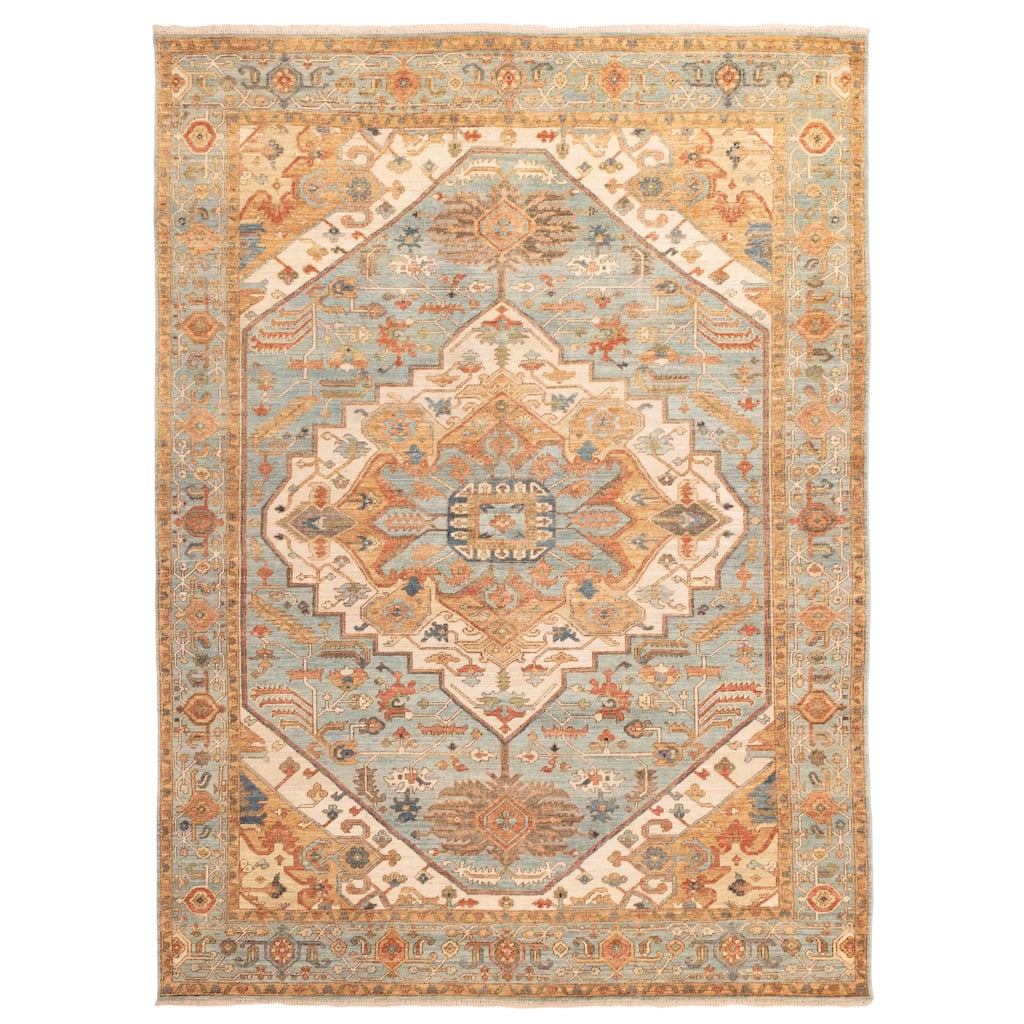 ECARPETGALLERY Hand-knotted Jules Serapi Light Blue Wool Rug - 8'10 x 11'11
