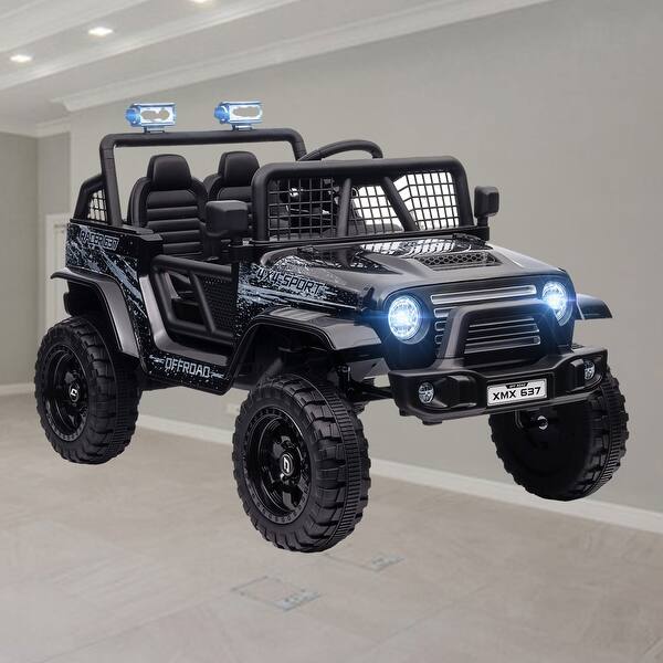slide 2 of 21, 12V Ride-On Truck for Kids with Parent Remote, Music, Horn, Suspension, LED Lights, and Adjustable Speed for Ages 3-6