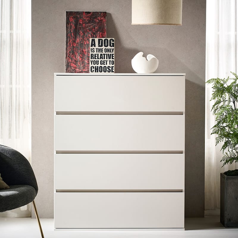 Liv Four-Drawer Contemporary Wood Chest - White
