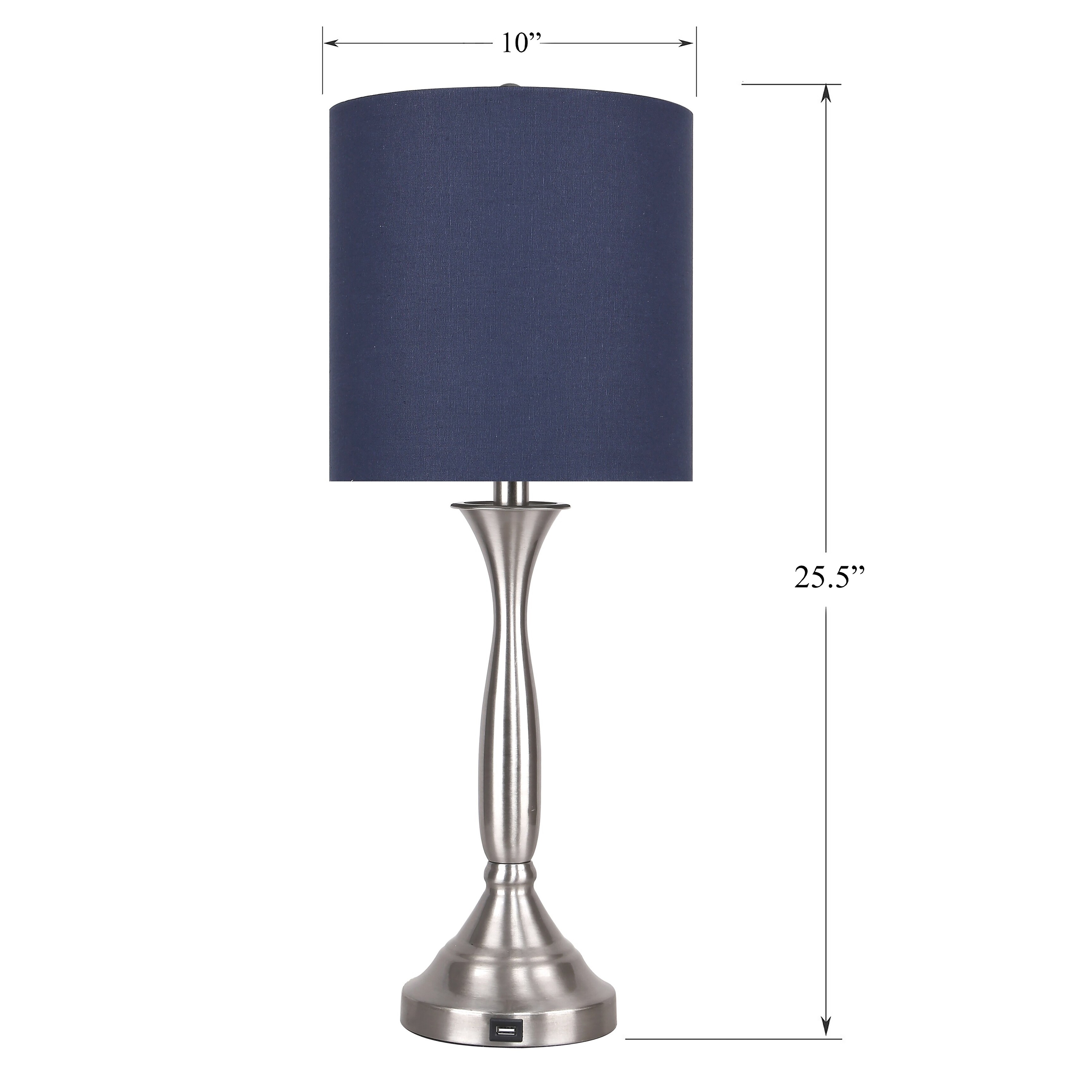 25.5-inch Metal Table Lamps w/linen shade (Set of 2) - Overstock - 32201803
