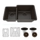 preview thumbnail 1 of 10, Lexicon Platinum Quartz 40/60 Double Bowl Kitchen Sink Galaxy Mocha