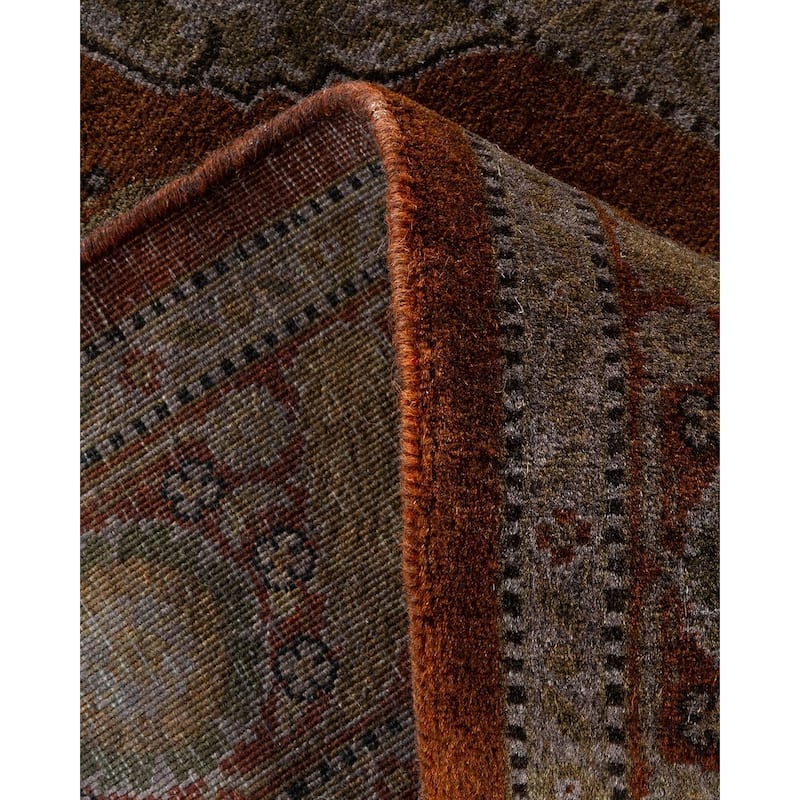 Overton Hand Knotted Wool Vintage Inspired Modern Contemporary Overdyed Brown Area Rug - 2' 9" x 4' 2"