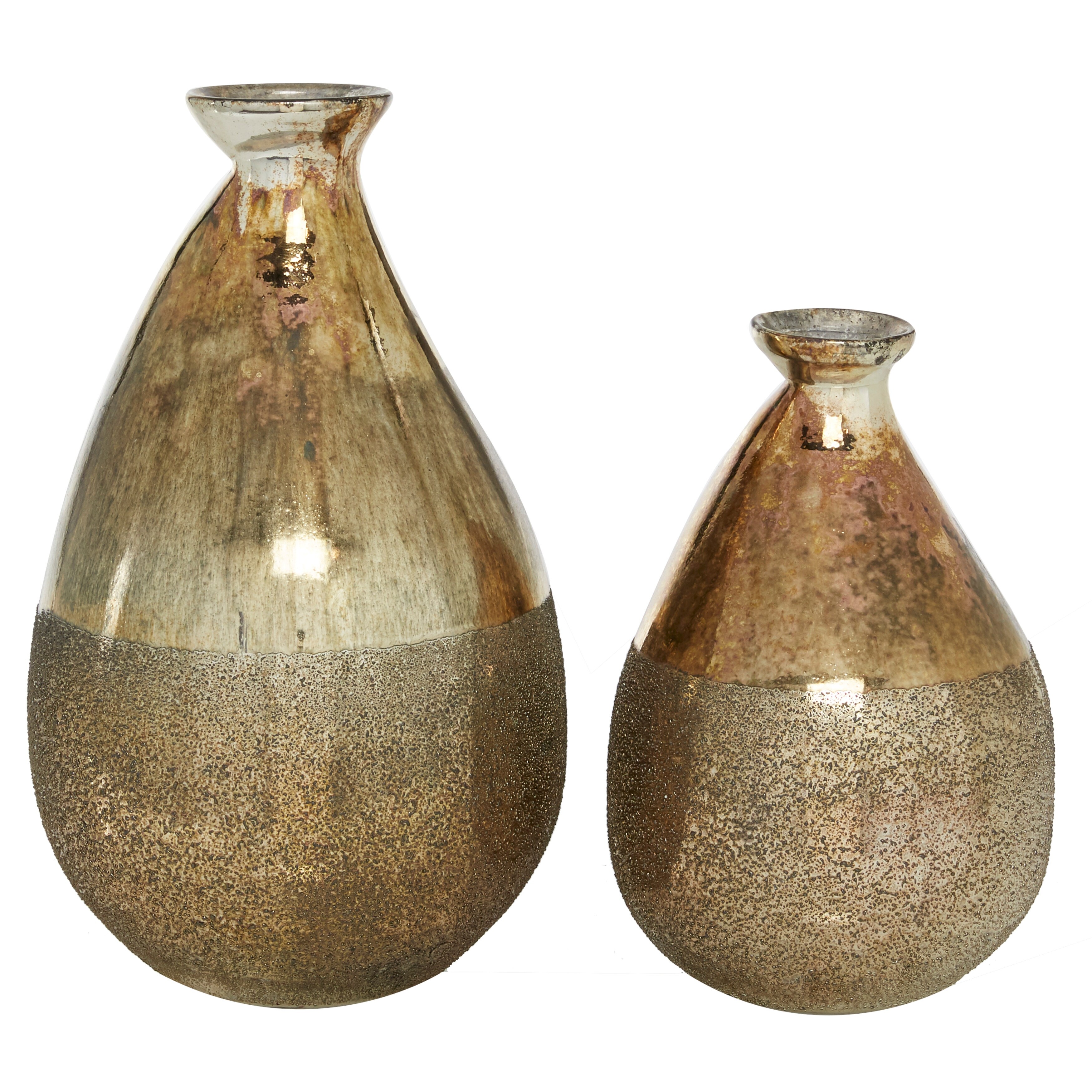 Pear Shaped Glazed Gold Glass Vase Set Of 2 9 12 7 X 7 X 12 Overstock 32153799