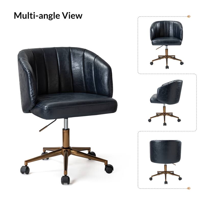 Gia Mid-century Modern Vegan Leather Ergonomic Office Chair by HULALA HOME