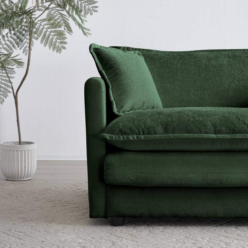 Modern Accent Chair with Ottoman Upholstered Armchair