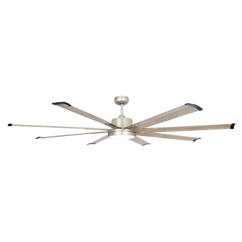 72" Integrated LED Nickel Ceiling Fan with Remote Control and Light - 72" W x 72"D x 14" H