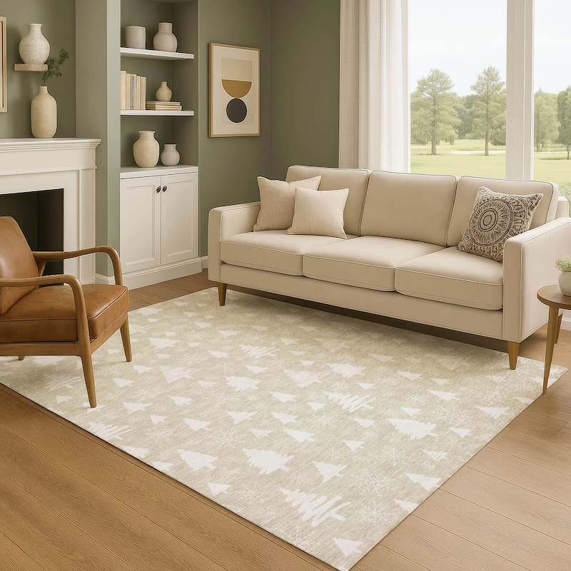 Premium Washable Super Soft Christmas Tree Mayfield Rug - Beige - 2'6" x 3'10"