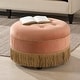 preview thumbnail 20 of 90, Yolanda Performance Fabric 25" Tufted Round Footstool Ottoman with Rope Fringe Peach Orange - Velvet