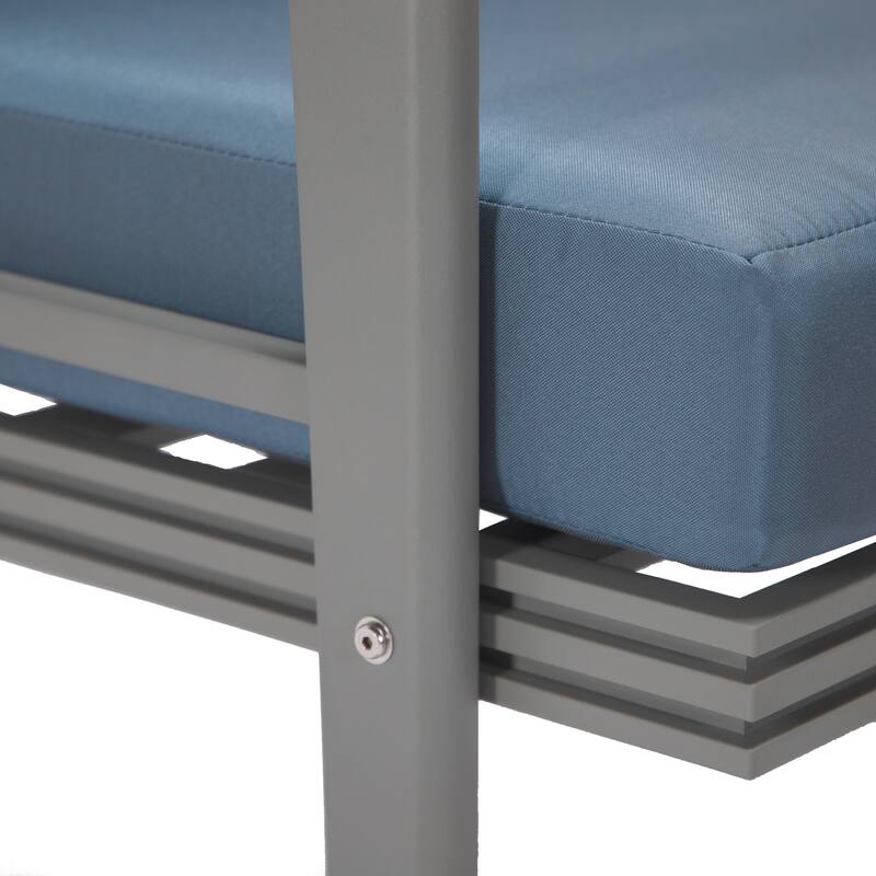 Walbrooke 4-Piece Outdoor Powder-Coated Frame Patio Furniture Set with Fire Pit Table, Tank Holder and Polyester Cushions