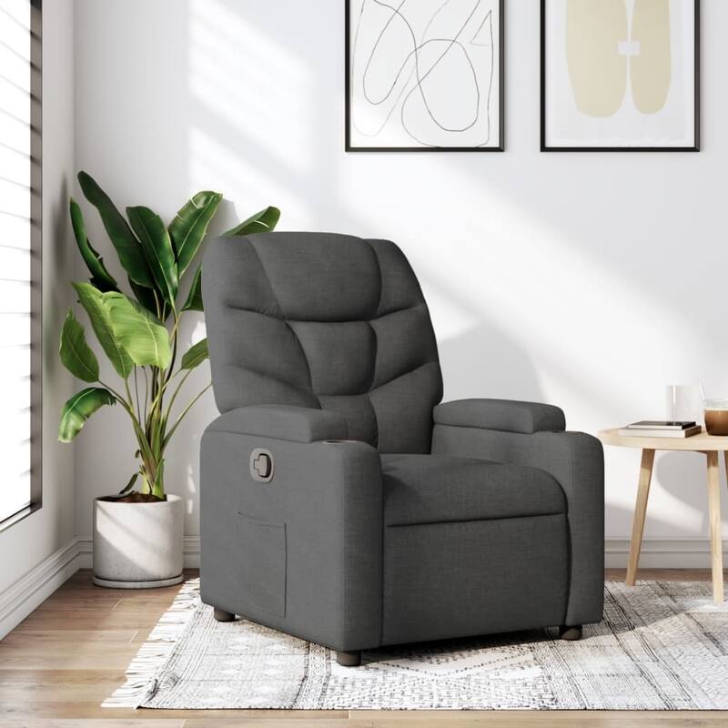 vidaXL Recliner Chair Dark grey Fabric (100% polyester), metal, plywood - 35.0 x 29.1 x 39.4