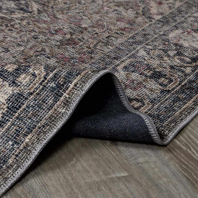 Hauteloom Greenpoint Living Room, Bedroom Machine Washable Area Rug - Traditional - Beige, Black, Medium Gray - 9'10" x 14'