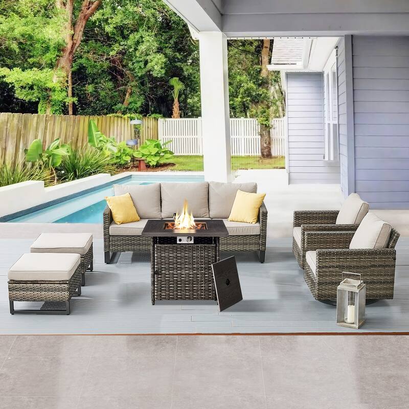 Gymojoy Outdoor Fire Pit Conversation Set, Patio Furniture with Cushions