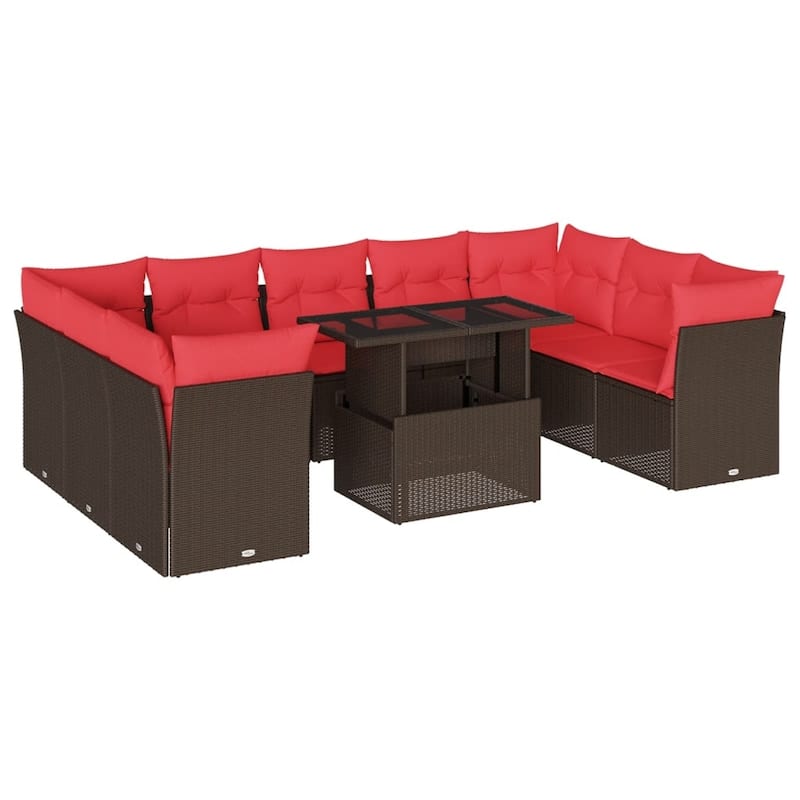 vidaXL 10/11 Piece Patio Sofa Set with Cushions Black/Brown/Gray Poly Rattan