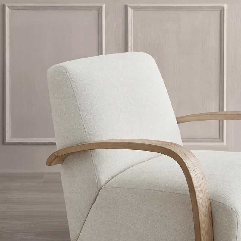 Eli Swivel Accent Chair with U-Shaped Wood Arm
