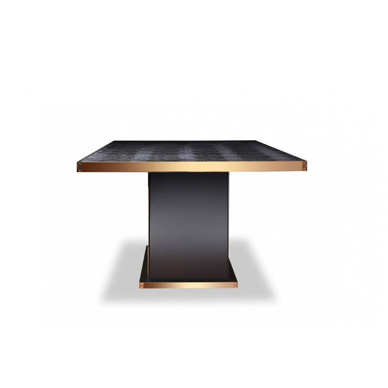 A&X Talin Modern Black Crocodile & Rosegold Dining Table