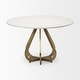preview thumbnail 4 of 10, Laurent White Marble Top w/Gold Metal Base Dining Table - Off White