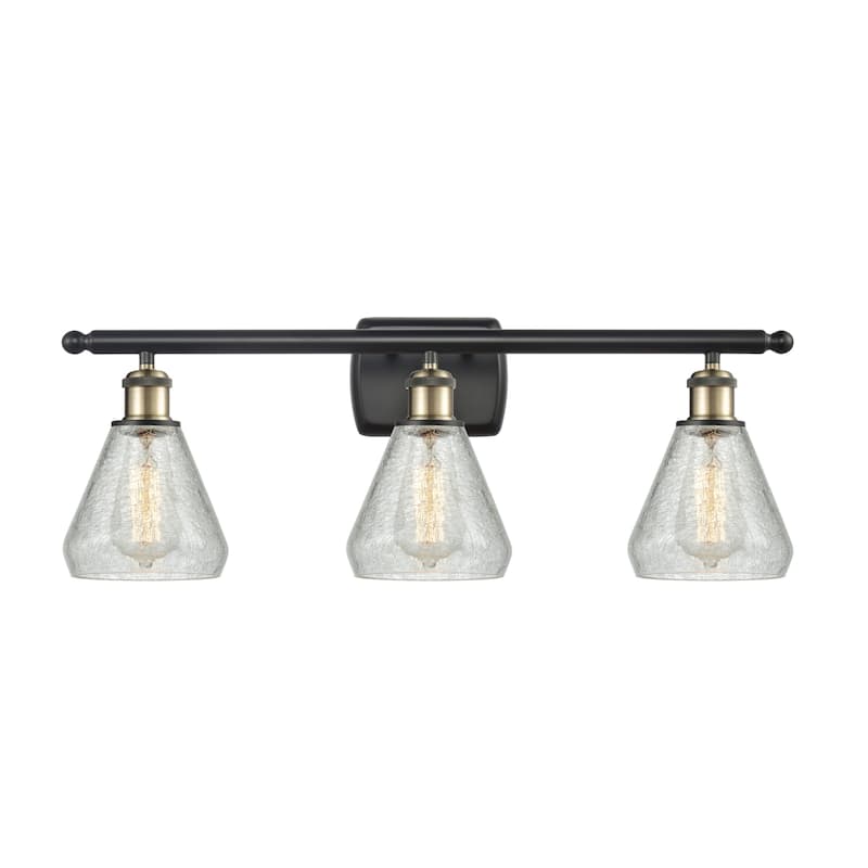 Innovations Lighting Conesus 3 Light 26" Wide Bathroom Vanity Light - Black Antique Brass / Clear Crackle