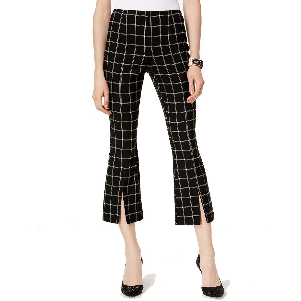 plaid cropped flare pants