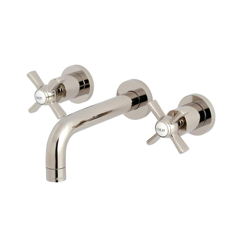 Kingston Brass Millennium Two-Handle 3-Hole Wall Mount Bathroom Faucet - Polished Nickel