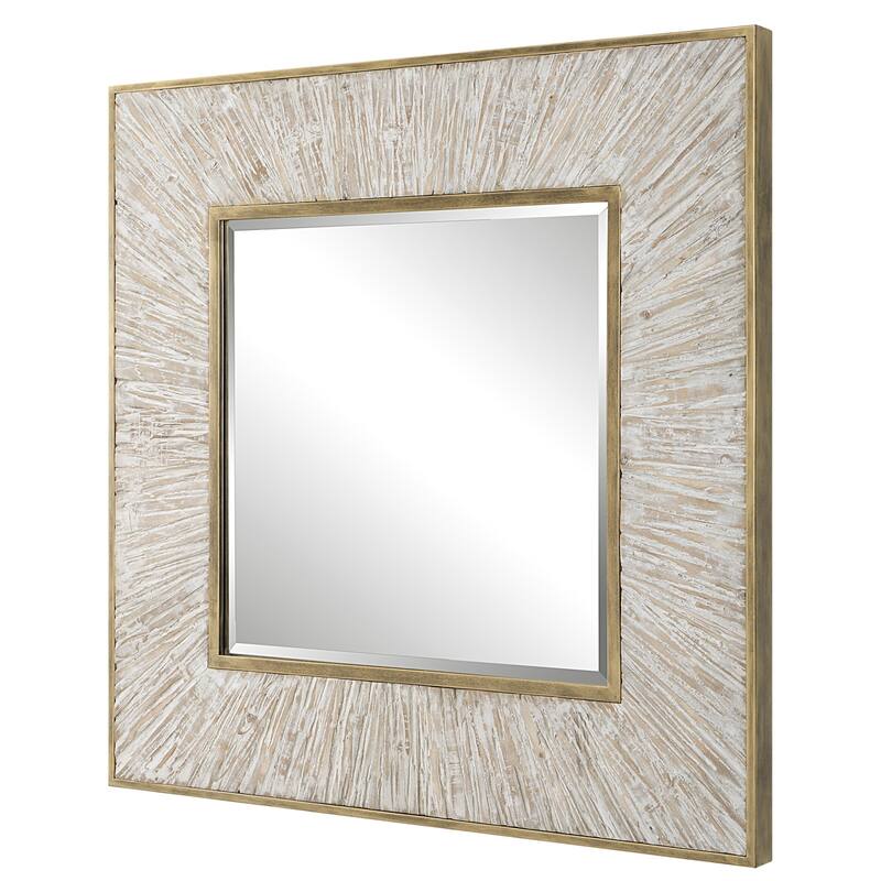 Weathered Style Square Wall Mirror - 41.5" - Whitewash Finish