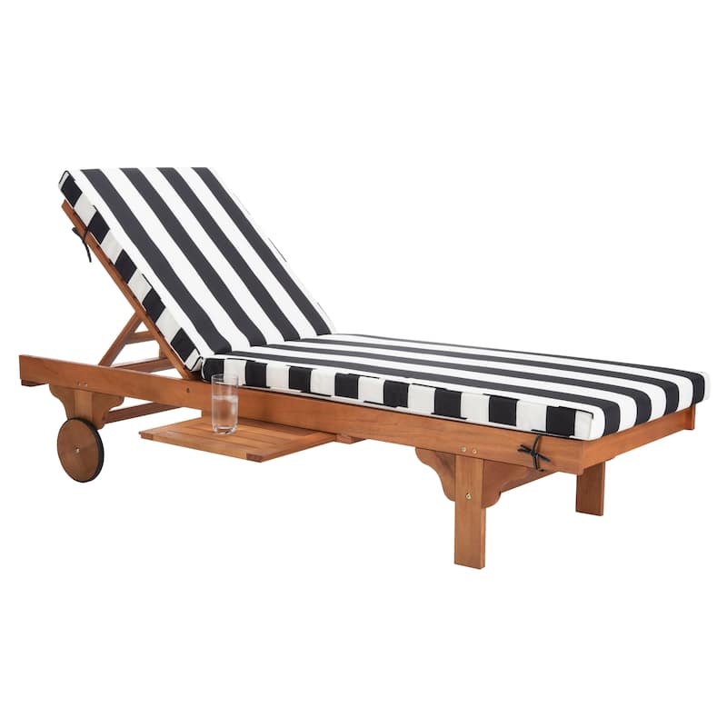 SAFAVIEH Outdoor Aubrie Adjustable Chaise Lounge Chair with Wheel.